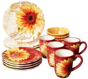 certified international paris sunflower ceramic dinnerwae, mulitcolored