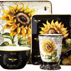 Certified International French Sunflower 16 pc. Dinnerware Set, Service for 4, Multicolored