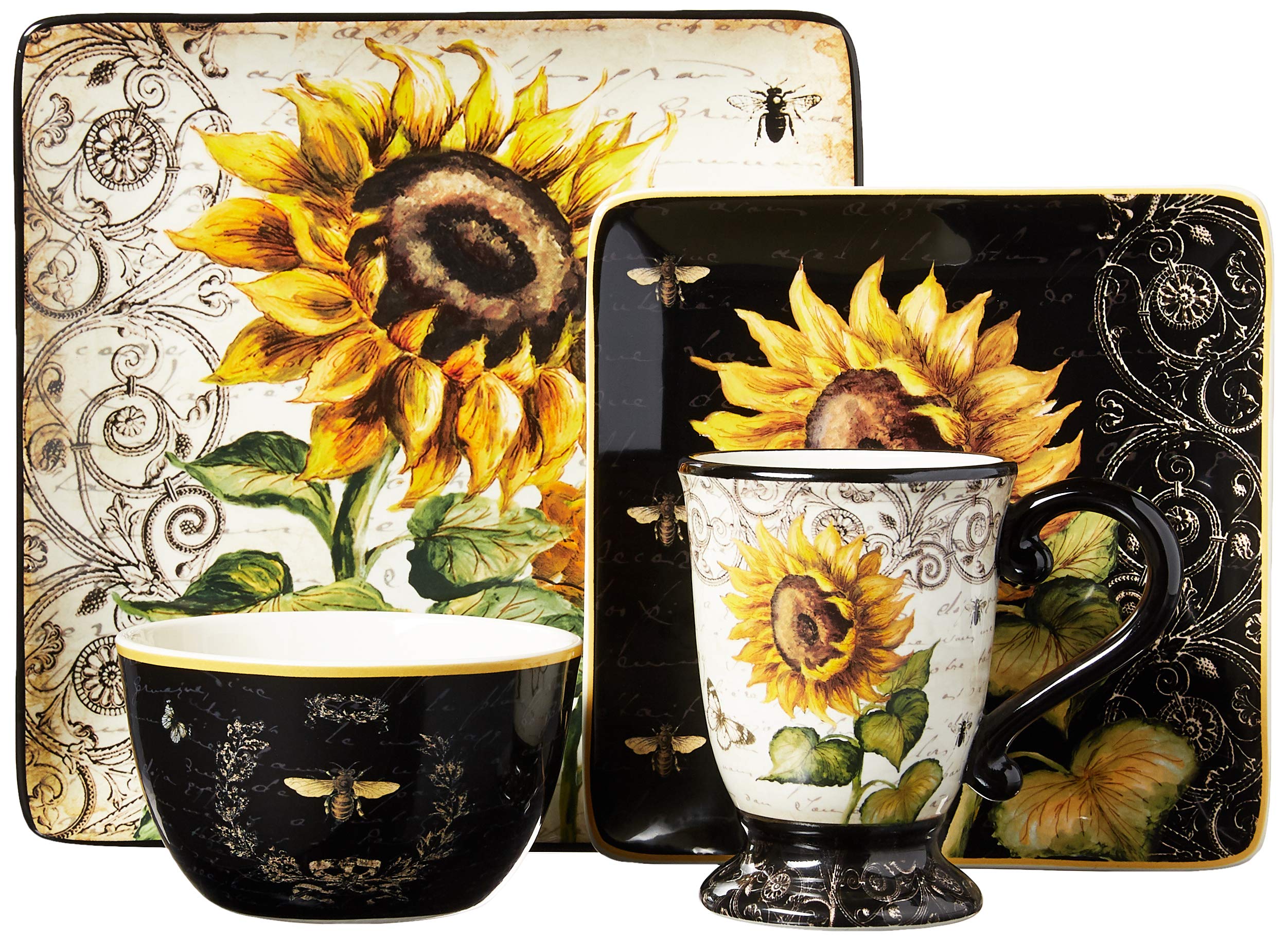 Certified International French Sunflower 16 pc. Dinnerware Set, Service for 4, Multicolored