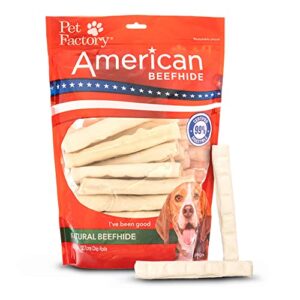 pet factory american beefhide 5" chip rolls dog chew treats - natural flavor, 50 count/1 pack