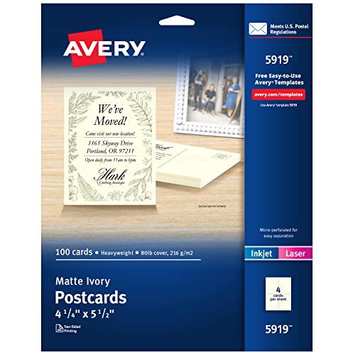 AVERY Ivory Postcards for Inkjet Printers