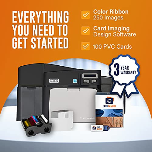 Bodno Fargo DTC4250e Dual Sided ID Card Printer & Complete Supplies Package ID Software - Bronze Edition