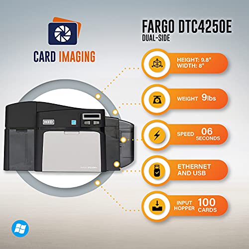 Bodno Fargo DTC4250e Dual Sided ID Card Printer & Complete Supplies Package ID Software - Bronze Edition