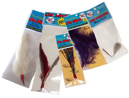 CoolCyberCats Genuine Da Bird/Cat Catcher Fun 5 Attchment Refill Pack - Guinea Feather, Fur Fun, Sparkler, Kitty Puff and Cat Catcher Mouse Attachments