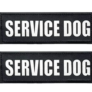 Albcorp Reflective Service Dog Patches with Hook Backing for Service Animal Vests /Harnesses Large (6 X 2) Inch