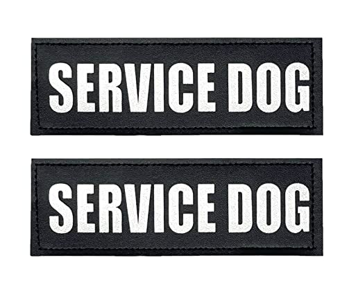 Albcorp Reflective Service Dog Patches with Hook Backing for Service Animal Vests /Harnesses Large (6 X 2) Inch