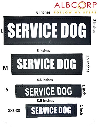 Albcorp Reflective Service Dog Patches with Hook Backing for Service Animal Vests /Harnesses Large (6 X 2) Inch