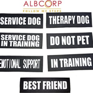 Albcorp Reflective Service Dog Patches with Hook Backing for Service Animal Vests /Harnesses Large (6 X 2) Inch