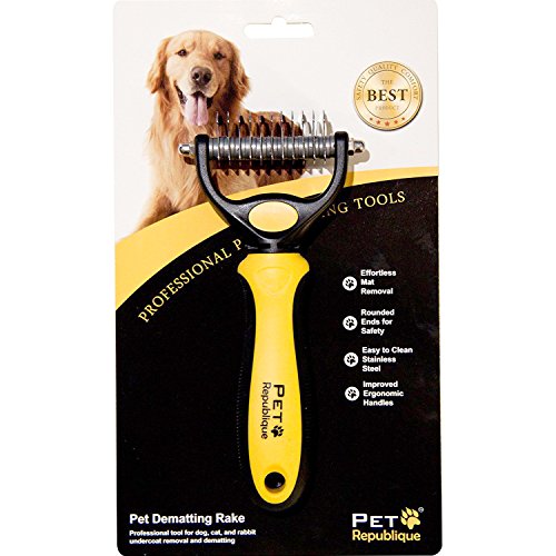 Pet Republique Dog Dematting Tool – Matt Splitters for Dogs, Cats, Rabbits, Long Haired Breed Pets – Effective Pet Dematting, Mat Remover, De-matting Comb, or Dematter - Small 6+11 Teeth Design