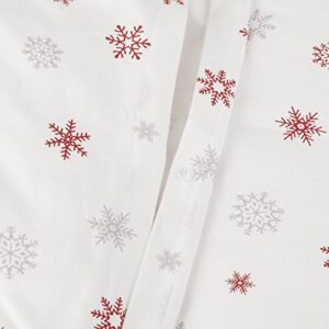 Amazon Brand – Pinzon Cotton Flannel Duvet Cover - Twin, Falling Snowflake Merlot