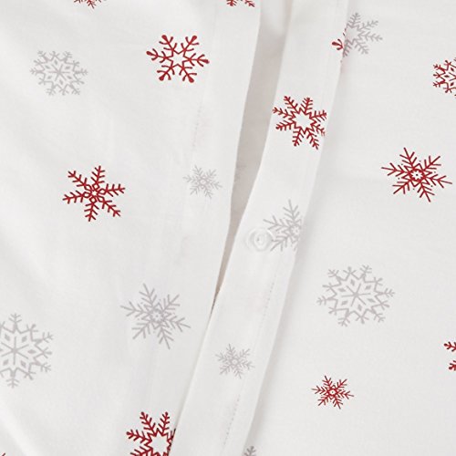 Amazon Brand – Pinzon Cotton Flannel Duvet Cover - Twin, Falling Snowflake Merlot