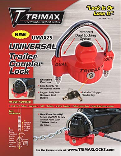 Trimax UMAX25 UMAX Red Universal Die Cast Dual Purpose Narrow Body Coupler Lock