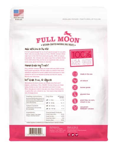 Full Moon Chicken Strips Healthy All Natural Dog Treats Human Grade Made in USA Grain Free 24 oz