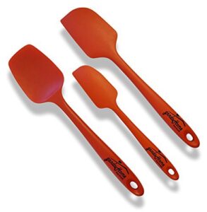 mekbok silicone spoon spatula set,(3 pieces)-heat-resistant non-stick flexible rubber spatula set, cooking mixing baking kitchen utensils set of (red)