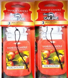 6 yankee candle macintosh classic (paperboard) car jar 2 packs of 3 apple scent