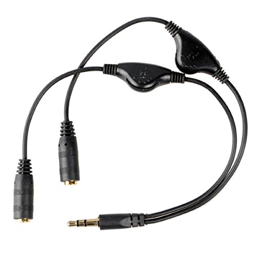 Conwork 2-Pack 3.5mm Stereo Male to Dual Female Audio Headphone/Headset Y Splitter Cable with Volume Control Switch