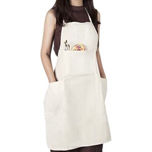 conda 100% cotton canvas professional bib apron with 3 pockets for women men adults,waterproof,natural 31inch by 27inch