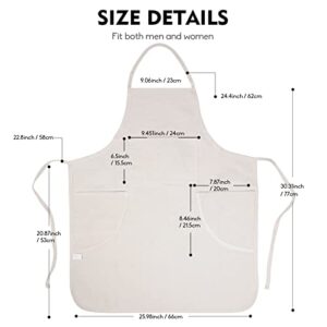 CONDA 100% Cotton Canvas Professional Bib Apron With 3 Pockets for Women Men Adults,Waterproof,Natural 31inch By 27inch