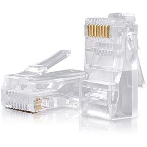 shd rj45 connectors rj45 crimp ends 8p8c utp network plug for cat5 cat5e cat6 stranded cable solid crystal head 100pcs