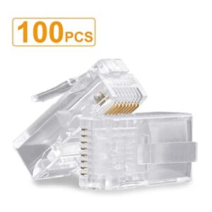 SHD RJ45 Connectors RJ45 Crimp Ends 8P8C UTP Network Plug for CAT5 CAT5E CAT6 Stranded Cable Solid Crystal Head 100PCS