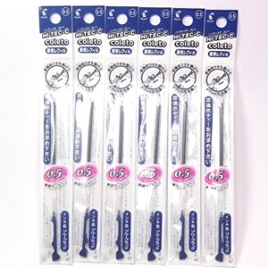 pilot hi-tec-c coleto gel ink pen refill 0.5mm, blue black, × 6 packs/total 6 pcs (japan import) [komainu-dou original package]