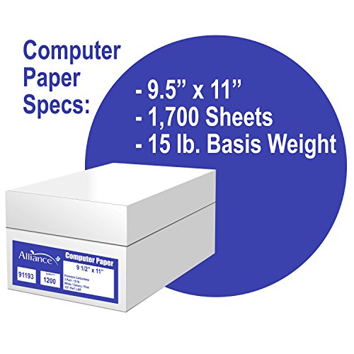 Alliance Continuous Carbonless Computer Paper 9.5 x 11, Blank Left and Right Perforated, 15 lb, 2-Part White/Canary (1,700 Sheets) - Made In The USA