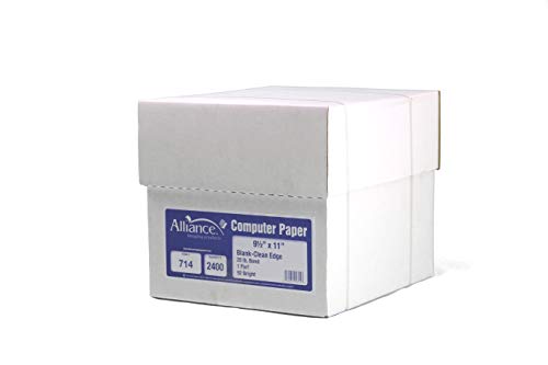 Alliance Continuous Computer Paper, 9.5 x 11, Blank Clean Perforated Edge 1-Part, 92 Bright, 20 lb, Made In The USA… (2,400 Sheets)