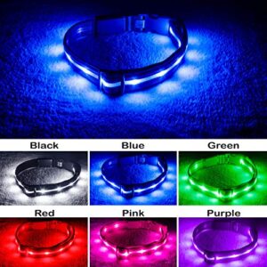 blazin led light up dog collar - 1,000 feet of visibility - brightest for night safety - usb rechargeable waterproof dog collar light
