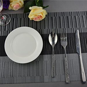 famibay Bamboo PVC Weave Placemats Non-Slip Kitchen Table Mats Set of 4-30x45 cm (Black and Grey)