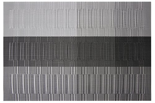 famibay Bamboo PVC Weave Placemats Non-Slip Kitchen Table Mats Set of 4-30x45 cm (Black and Grey)