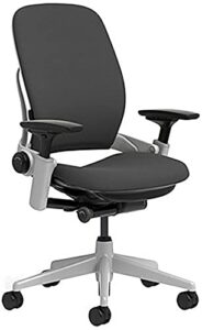 steelcase leap chair with platinum base & hard floor caster, black 21.75d x 27w x 38.5h inch