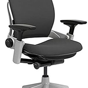 Steelcase Leap Chair with Platinum Base & Hard Floor Caster, Black 21.75D x 27W x 38.5H Inch