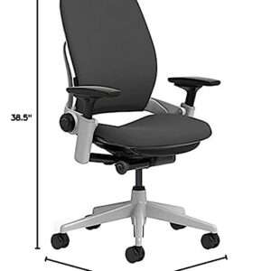 Steelcase Leap Chair with Platinum Base & Hard Floor Caster, Black 21.75D x 27W x 38.5H Inch
