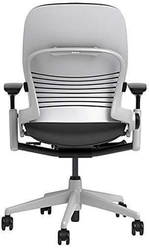 Steelcase Leap Chair with Platinum Base & Hard Floor Caster, Black 21.75D x 27W x 38.5H Inch