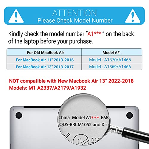 IBENZER Compatible with Old Version MacBook Air 13 Inch Case (2010-2017 Release). Models: A1466 / A1369, Plastic Hard Shell Case with Keyboard Cover for Mac Air 13, Rose Quartz, A1301RQ+1