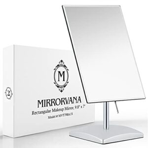 large tabletop face mirror with stand - true no magnification single sided mirror for retail store display counter, table top vanity & bathroom countertop - frameless rectangle 9.8" x 7"