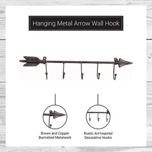 Young's Inc. Hanging Metal Arrow Wall Hook - 17" W x 3" H - Key Holder for Wall - Jewelry Organizer