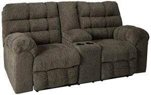 signature design by ashley acieona oversized manual reclining loveseat with center console & cup holders, dark gray