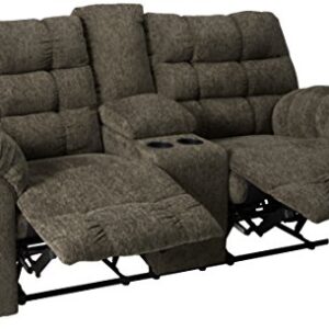 Signature Design by Ashley Acieona Oversized Manual Reclining Loveseat with Center Console & Cup Holders, Dark Gray