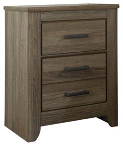 signature design by ashley zelen rustic contemporary 2 drawer nightstand, warm gray