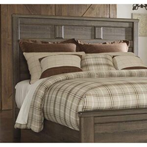 signature design by ashley juararo rustic panel headboard only, king/california, weathered brown
