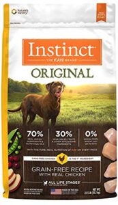 instinct grain free dry dog food, original raw coated real chicken natural high protein dog food, 22.5 lb. bag