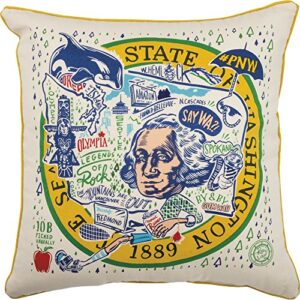 primitives by kathy home state of washington decorative throw pillow, 20-inch square