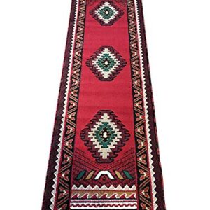 South West Native American Runner Area Rug Red Design D143 (2ft.x7ft.)