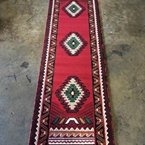 South West Native American Runner Area Rug Red Design D143 (2ft.x7ft.)