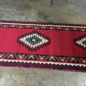 South West Native American Runner Area Rug Red Design D143 (2ft.x7ft.)