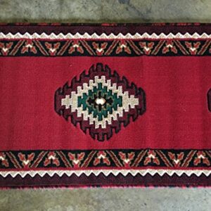 South West Native American Runner Area Rug Red Design D143 (2ft.x7ft.)