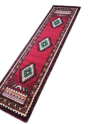 South West Native American Runner Area Rug Red Design D143 (2ft.x7ft.)