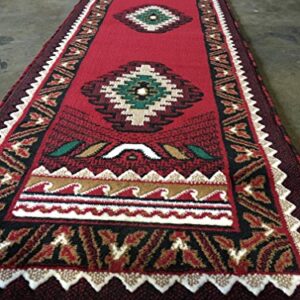 South West Native American Runner Area Rug Red Design D143 (2ft.x7ft.)