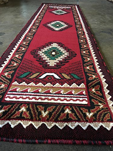 South West Native American Runner Area Rug Red Design D143 (2ft.x7ft.)